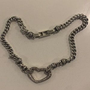 Brighton silver heart necklace w diamond like gems